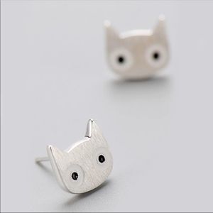 Sterling Silver Cat Stud Earrings